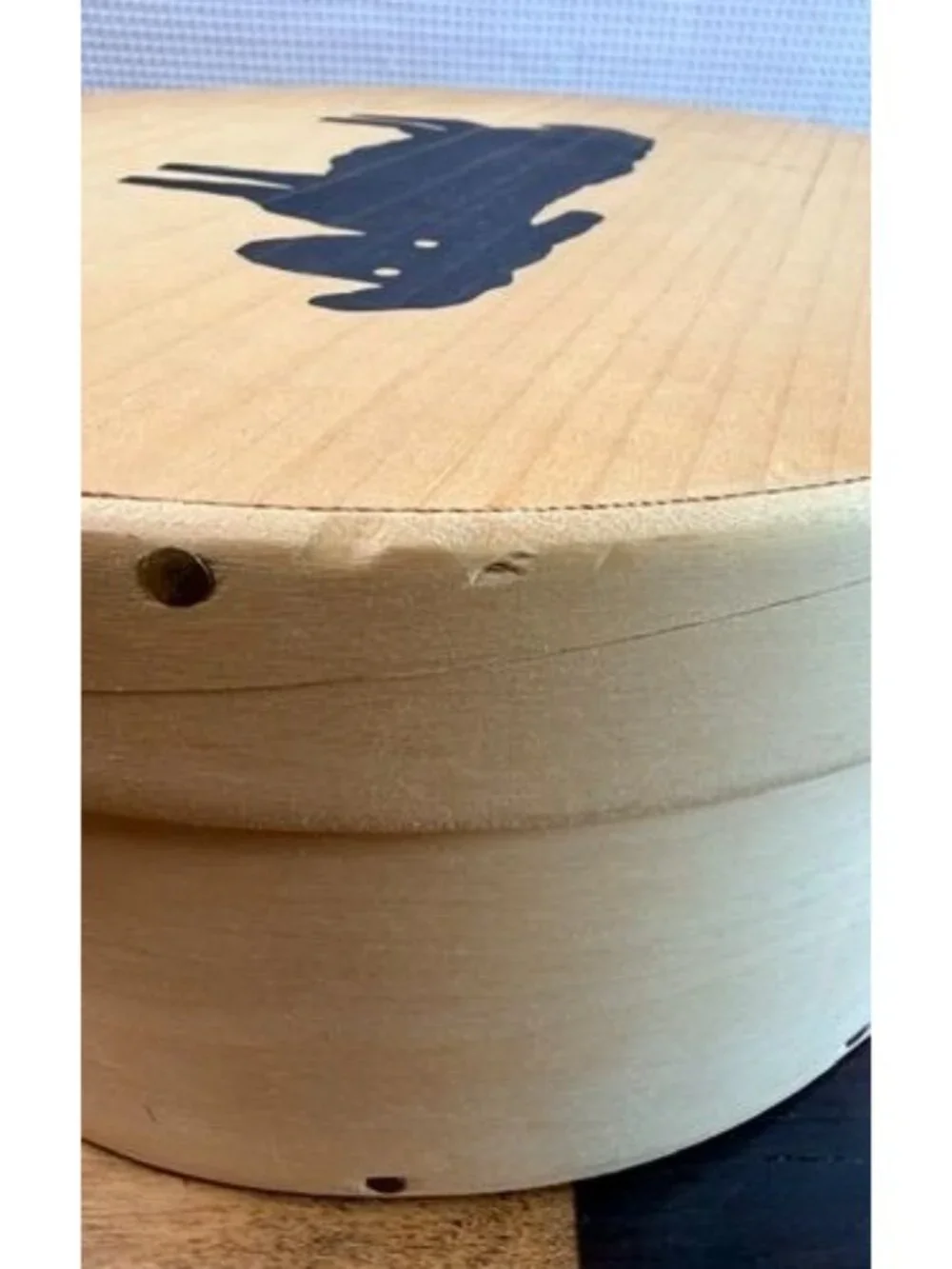 Handcrafted round Shaker-style bentwood storage box